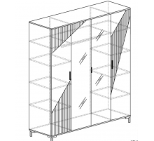 Четырехдверный шкаф для одежды Родос 130